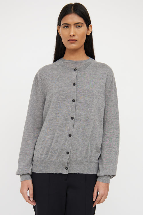 Grey Cashmere Button Cardigan