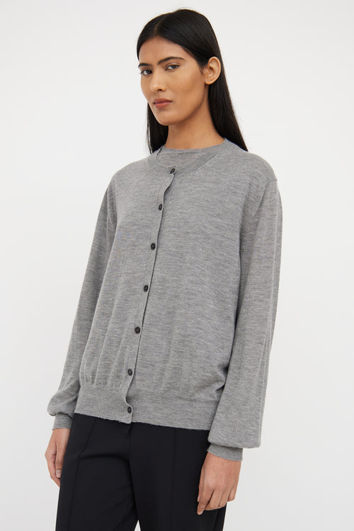 Grey Cashmere Button Cardigan