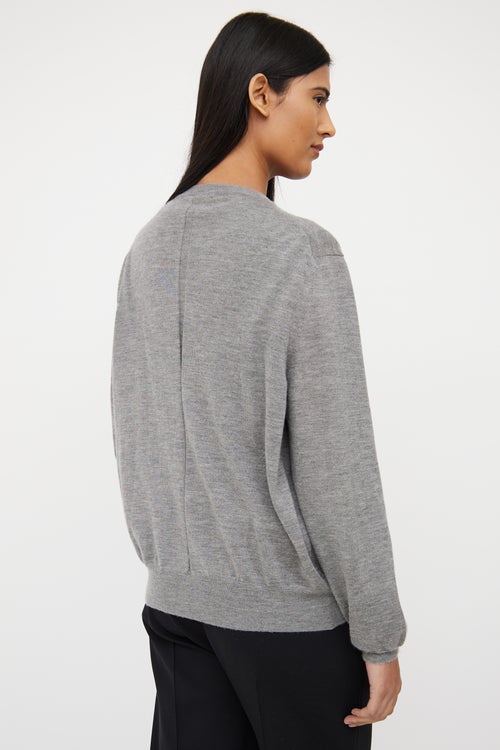 Grey Cashmere Button Cardigan