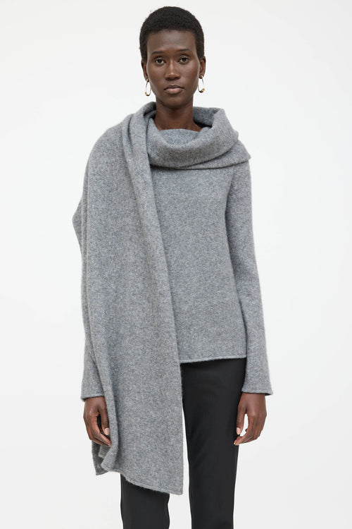 The Row Cashmere Knit Scarf Sweater