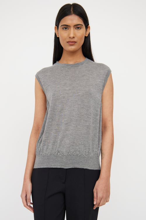 Grey Cashmere Sleeveless Top