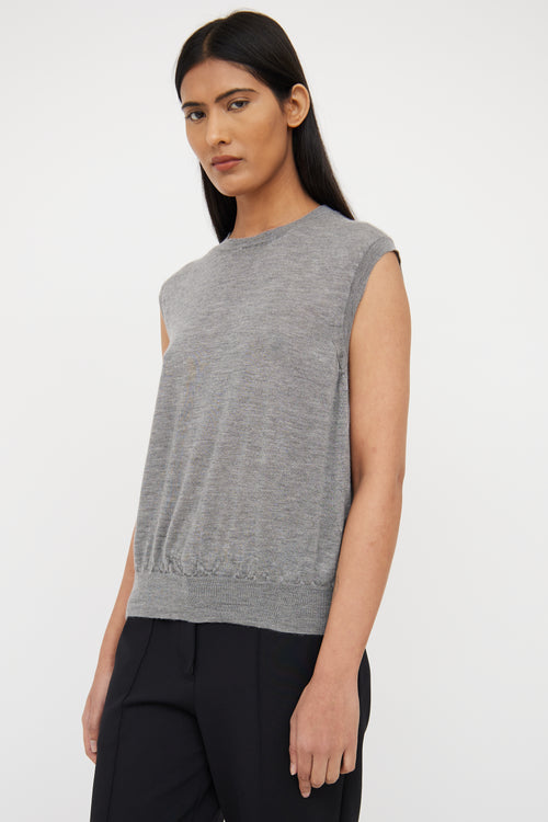 Grey Cashmere Sleeveless Top