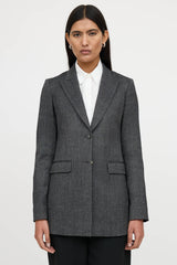 The Row Wool Peak Lapel Herringbone Blazer