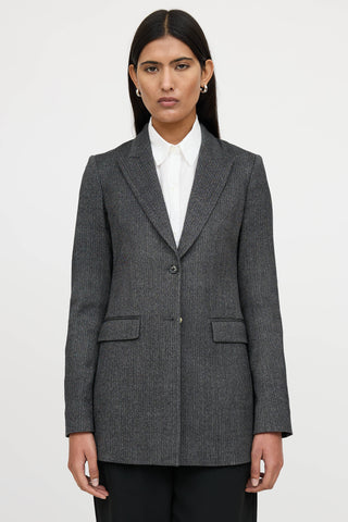 The Row Wool Peak Lapel Herringbone Blazer