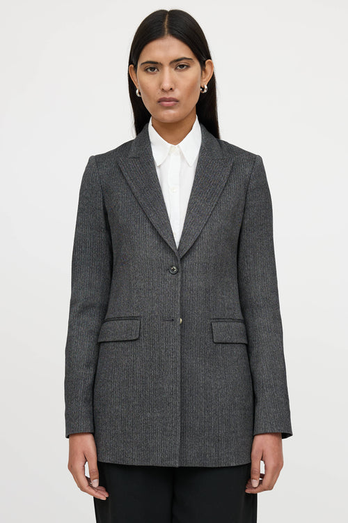 The Row Wool Peak Lapel Herringbone Blazer