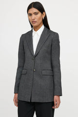 The Row Wool Peak Lapel Herringbone Blazer
