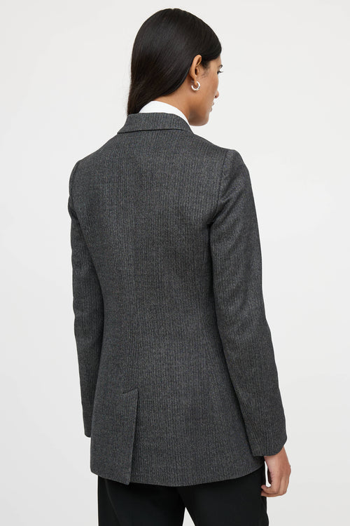 The Row Wool Peak Lapel Herringbone Blazer