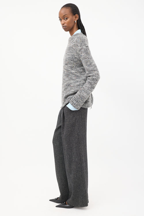 The Row Grey & Multi Speckled Wool Mock Neck Sweater