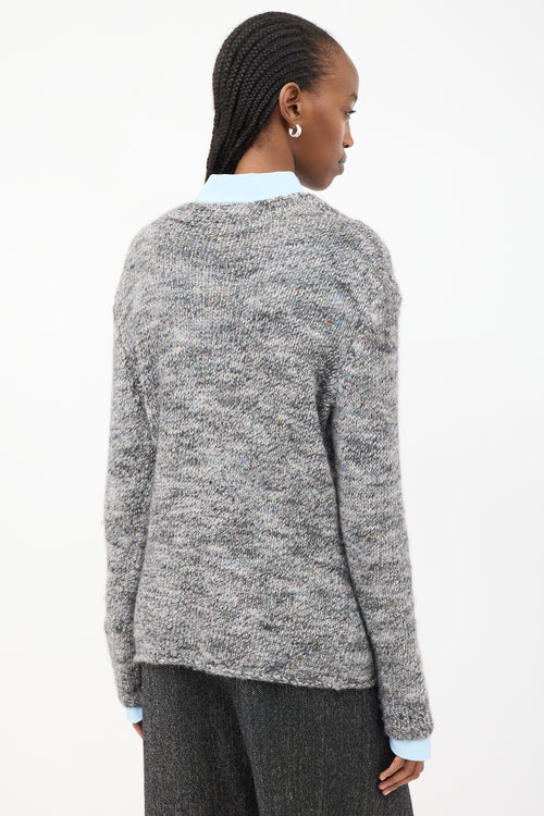 The Row Grey & Multi Speckled Wool Mock Neck Sweater