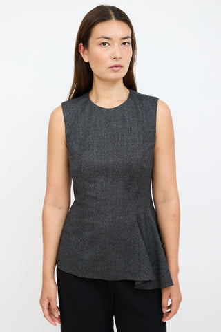 Grey Wool & Silk Peplum Blouse