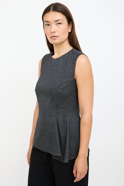 Grey Wool & Silk Peplum Blouse