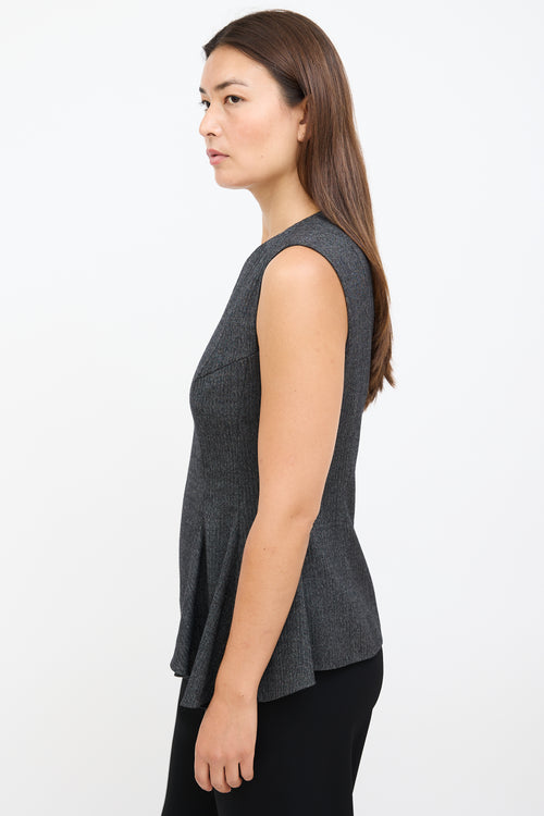 Grey Wool & Silk Peplum Blouse