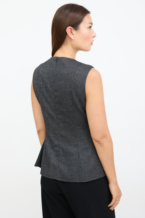 Grey Wool & Silk Peplum Blouse