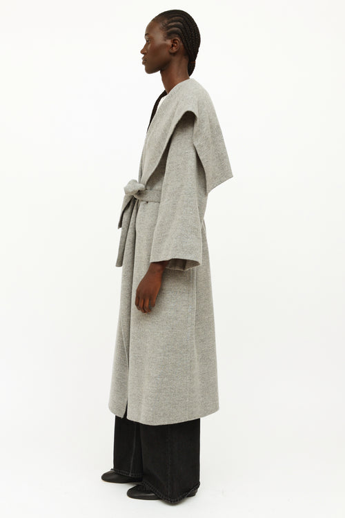 The Row Grey Wool Blend Robe Coat