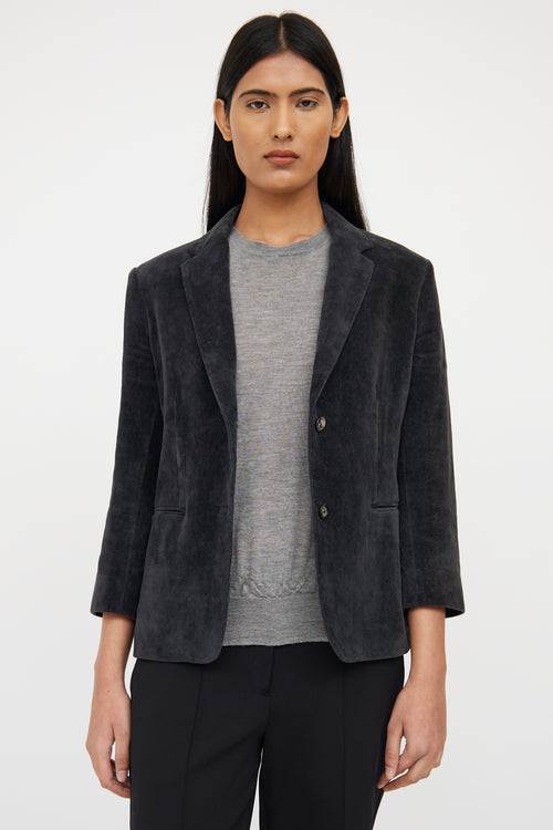 Dark Grey Button Front Blazer