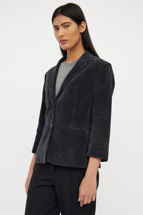 Dark Grey Button Front Blazer