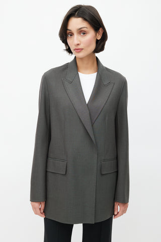 The Row Grey Wool Minimal Blazer