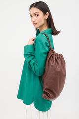 The Row Leather Puffy Drawstring Backpack