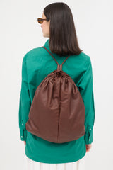 The Row Leather Puffy Drawstring Backpack