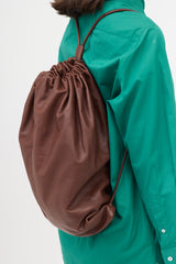 The Row Leather Puffy Drawstring Backpack