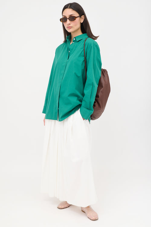 The Row Leather Puffy Drawstring Backpack