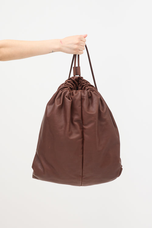 The Row Leather Puffy Drawstring Backpack
