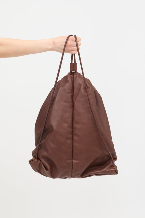 The Row Leather Puffy Drawstring Backpack