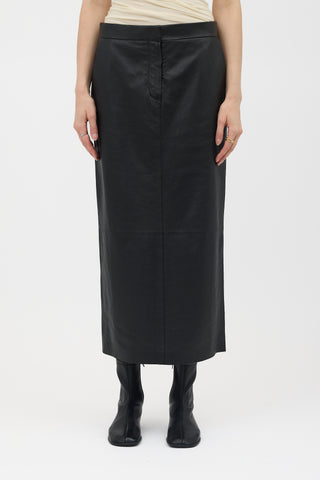 The Row Leather Sebas Midi Skirt