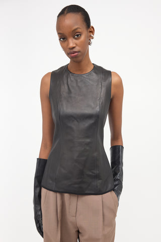 The Row Leather Sleeveless Top