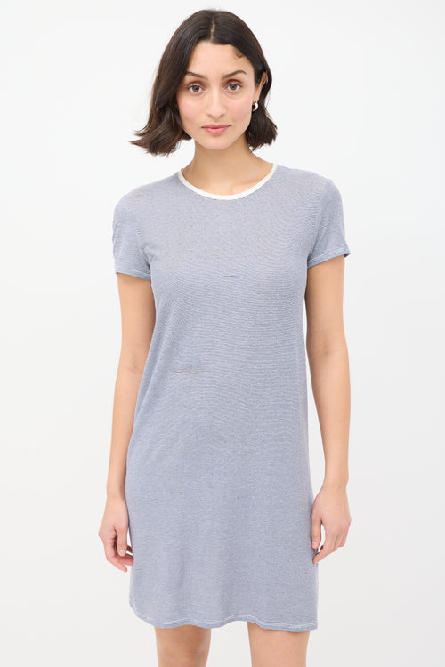 The Row Navy & White Striped T-Shirt Dress