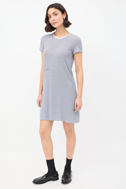 The Row Navy & White Striped T-Shirt Dress