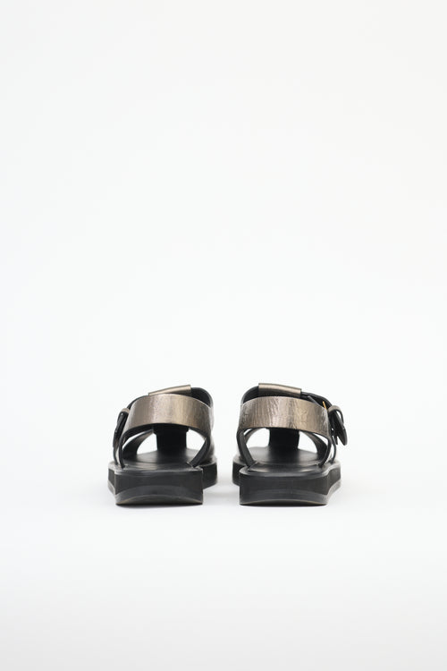 The Row Metallic Leather Fisherman Sandal