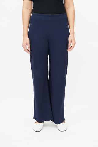 The Row Navy Crepe Wide Leg Trouser