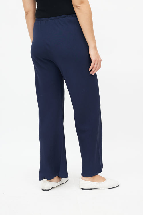 The Row Navy Crepe Wide Leg Trouser