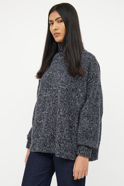 The Row Navy & Grey Cashmere Knit Sweater