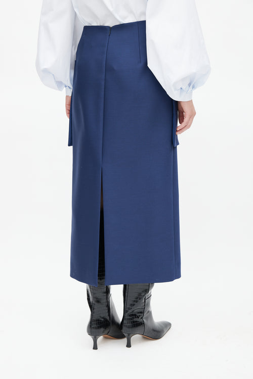 The Row Navy Jenna Wool Skirt