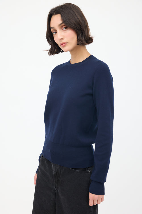 The Row Navy Wool Crewneck Sweater