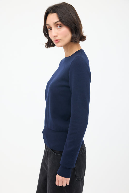 The Row Navy Wool Crewneck Sweater