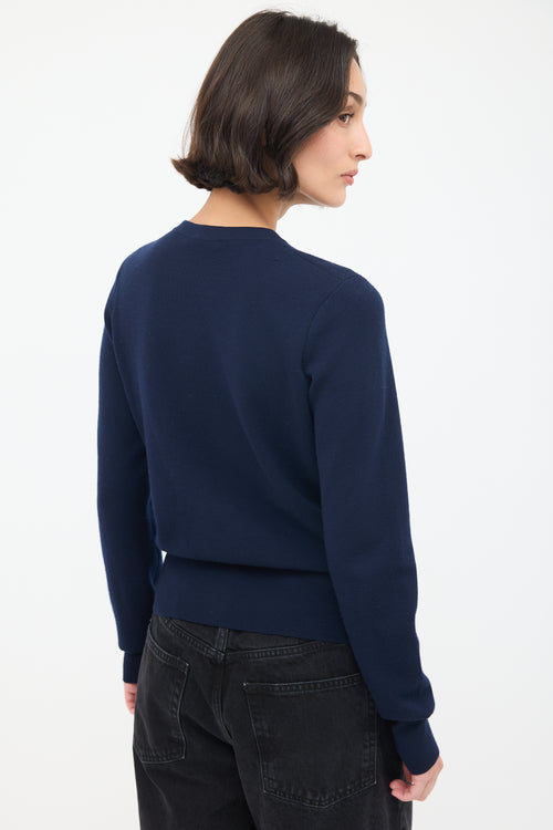 The Row Navy Wool Crewneck Sweater