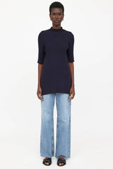 The Row Ribbed Mock Neck Top