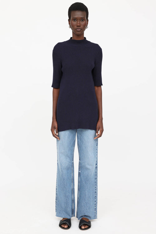 The Row Ribbed Mock Neck Top