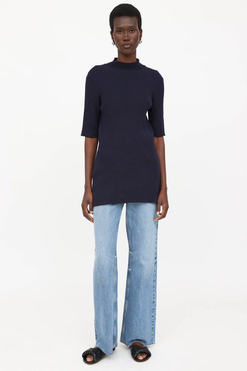 The Row Ribbed Mock Neck Top