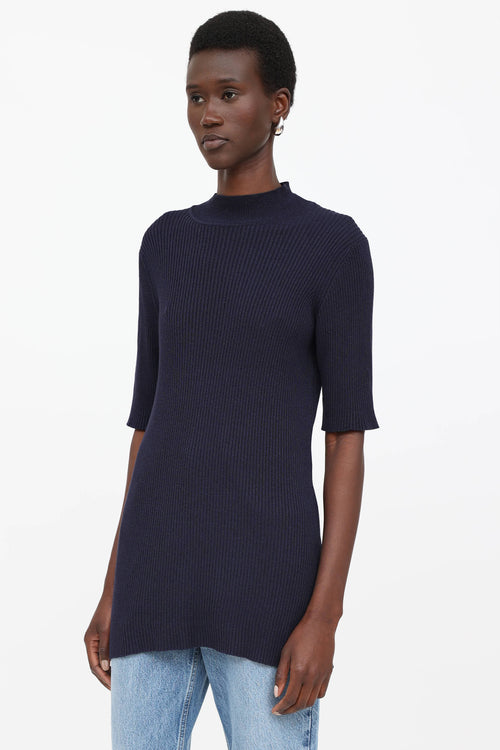 The Row Ribbed Mock Neck Top