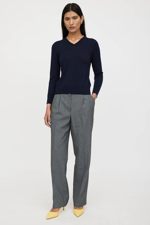 The Row Wool Knit V-Neck Sweater