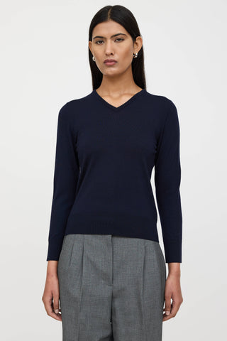 The Row Wool Knit V-Neck Sweater