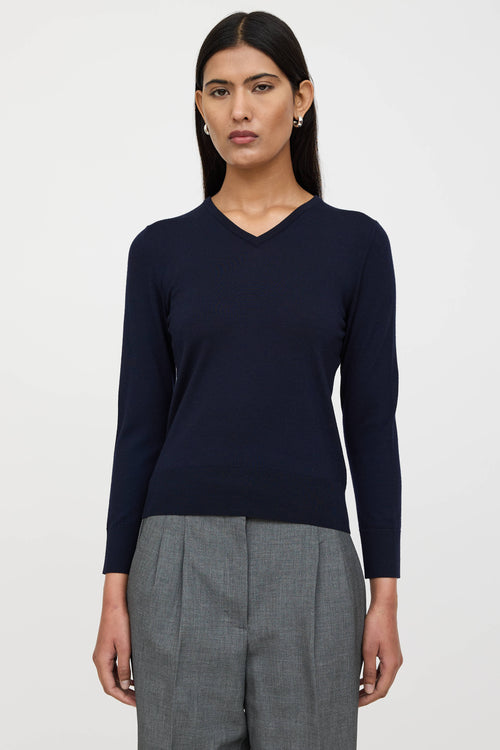The Row Wool Knit V-Neck Sweater
