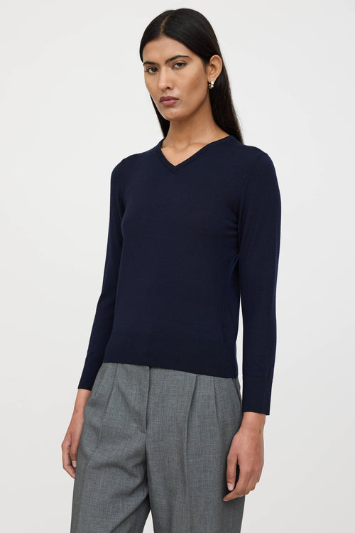The Row Wool Knit V-Neck Sweater