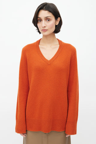 The Row Orange Wool Knit Sweater