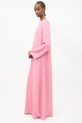 The Row Pink Silk Bell Sleeve Maxi Dress