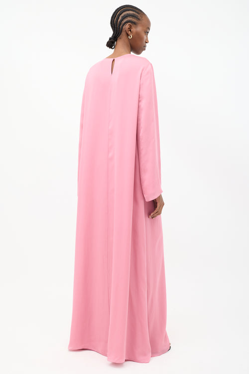 The Row Pink Silk Bell Sleeve Maxi Dress